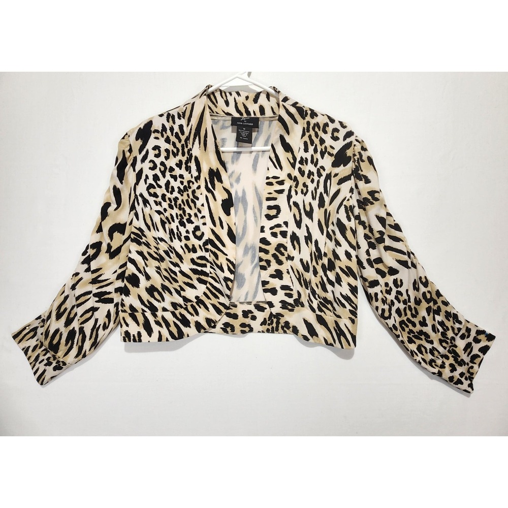 Nina Leonard Women's Y2K Animal Print Crop Blazer Size M